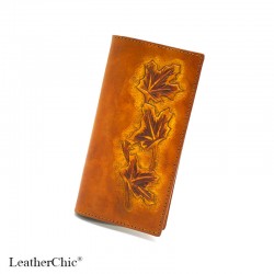 Hand Carved Long Wallet WL 020 Maple Leaf